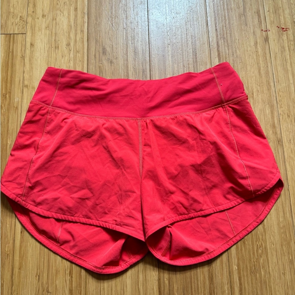 Lululemon carnation red speed up shorts